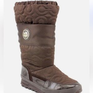 Coach Drexel Brown Quilted Waterproof Zipper Winter Boots